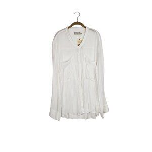 Nation LTD Button Up Top Sheer Long Sleeve NWT Ivory Lightweight Tunic Size 3X